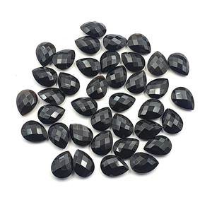 Briolette de pera de ónix negro natural, cabujones sueltos cortados, piedras preciosas para la fabricación de joyas - Product Image 2