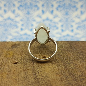 Anillo de diseñador hecho a mano artesano bohemio 925 Plata sólida Arco Iris piedra lunar piedra preciosa ajuste Marquesa forma diamante joyería - Product Image 3