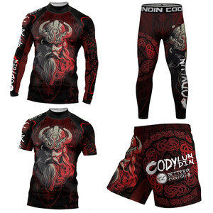 Bulk MMA Rashguard Set <b>Men</b> <b>Compression</b> <b>Shirt</b> Pants Quick Dry Breathable Eco-Friendly UPF50+ Front BJJ Gym Workout Fitness - Product Image 5