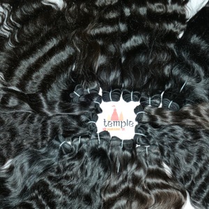 วิกผมคนอินเดียแบบมี100% สีดำคลื่นสีดำเข้มทำจากผมคนอินเดีย - Product Image 5