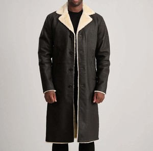 Elegante Abrigo de Cuero para Hombre, Largo, Cuello Alto, Doble Faz, Alta Calidad, Resistente, Impermeable, Transpirable, Servicio OEM - Product Image 1