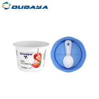 100ml 3oz venta al por mayor personalizado Deisn IML impreso PP plástico helado yogur pudín taza con tapa y cuchara