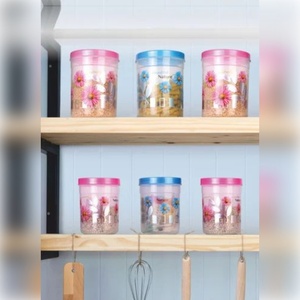 Crystal Plastic <b>Container</b> Set Non Disposable <b>Dry</b> Fruits 3 Pcs Round 250ml Premium Quality Office Home Hotel Multi Purpose - Product Image 2