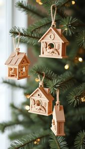 Ornement de Noël suspendu en bois personnalisé avec nom personnalisé pour décoration d'arbre de vacances et célébration de famille - Product Image 5