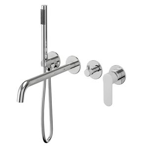 Set da bagno a parete a leva singola serie Blus Set da bagno cromato lucidato con confezione finitura cromata doccetta - Product Image 1