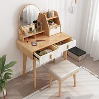 Ensemble de coiffeuse avec miroir, coiffeuse de maquillage moderne avec tiroirs et étagères