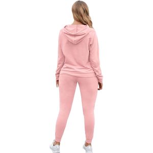 Nuevo diseño 2025 invierno mujer chándales conjunto de 2 piezas sudaderas con capucha pantalones jerseys largos Casual cálido traje de mujer OEM chándal de mujer - Product Image 5
