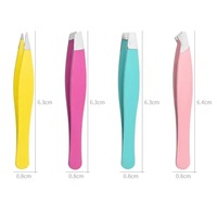 Pince à épiler professionnelle en acier inoxydable de 10 mm, durable et colorée, pour sourcils et extensions de cils (1/4 pièces)