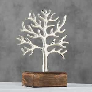 Árbol DE LA VIDA Mini Escultura Hecha A Mano de Plata Aluminio Galería Base Sostenible - Product Image 3