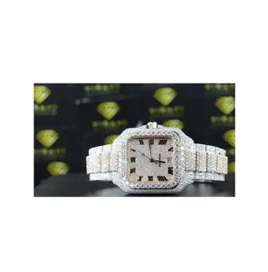 High Quality Handmade Luxury Fashion Jewelry Moissanite Diamond Watch for Mens from Indian Supplier at Bulk Price