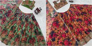 Trending Ethnic Lehenga Choli para recepción Vestido de tela de cristal en suministro a granel de La India a las mejores tarifas al por mayor - Product Image 6