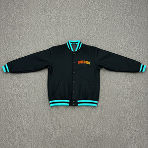 Veste de baseball varsity pour homme en laine 100% sur mesure en gros, style vintage à devant long, logo brodé, boutons pression - Product Image 1