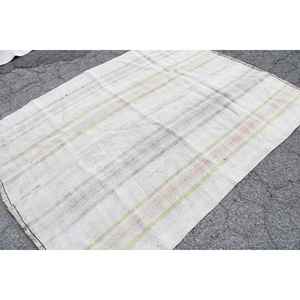 Alfombra Turca, Alfombra Vintage de 5.3x6.8 pies, Alfombra Floral Blanca y Verde - Product Image 2