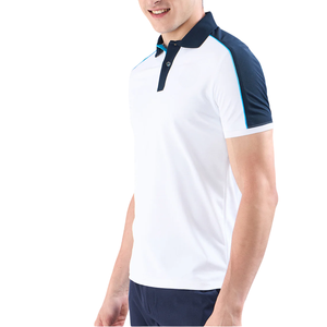 Polo blanc élégant pour homme avec accent bleu, vêtements de sport, qualité supérieure, t-shirt à manches courtes pour un usage décontracté et actif - Product Image 3