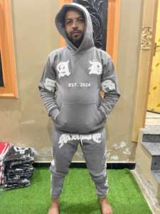 ชุดวอร์มผ้าคอตตอนซักสำหรับผู้ชายชุดมีฮู้ดและกางเกงขายาว100% เฮฟวี่เวทกำหนดได้เอง - Product Image 3