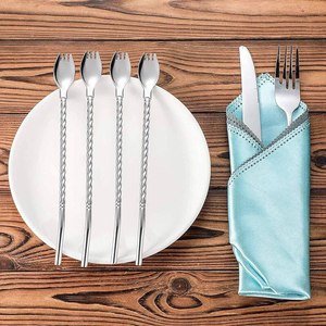 Tenedores de la mejor calidad con mango de vástago torcido completo para comer frutas Cóctel agitador de metal sólido fácilmente sostenible y duradero - Product Image 4