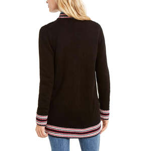 Cardigan Varsity da Donna Tommy Hilfiger in Maglia a Treccia Acrilica Nera XX-Large Lungo con Bottoni per Autunno/Inverno - Product Image 2