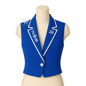 Gilet de bureau recadré formel brodé de vêtements de sororité grecque Zeta Phi Beta | Vêtements d'affaires élégants - Product Image 1