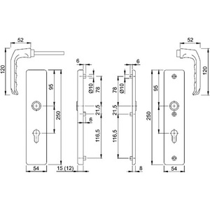 HOPPE Schutzgarnitur London 113/2221A/2440 Soporte de Puerta de Aluminio F1 de 92 mm y Soportes de Puerta Superiores de 67-72 mm para 67-72 mm - Product Image 3