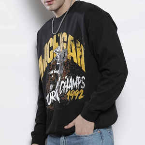 Sweat-shirt à col rond noir pour homme, imprimé cool, coupe classique, manches longues, pull décontracté, idéal pour l'automne - Product Image 1