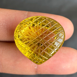 Direct inde fabricant naturel citron Quartz coeur Cabochon jaune pierres précieuses en vrac pour la fabrication de bijoux pierres précieuses sculptées à la main - Product Image 4