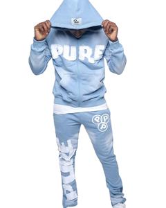 Chándales con estampado acampanado apilado desgastado con lavado ácido y bordado de logotipo personalizado de invierno para hombre 100% algodón - Product Image 4