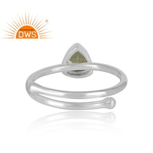 Fine Sterling Silver Natural Peridot Gemstone <b>Adjustable</b> <b>Ring</b> Jewelry For Women Gift For Her - Product Image 4