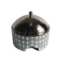 Nouvelle marmite chauffante de table en acier inoxydable antiadhésive avec couvercle découpé de style arabe, pour servir des plats du Moyen-Orient, en métal de luxe pour la restauration