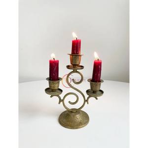 Hot Selling Luxury Design Brass Candelabra Tabletop Unique Candle Jar Wedding Party Home Decoration Modern Candle <b>Holder</b> Indian - Product Image 1
