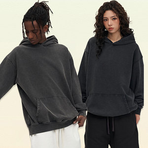 เสื้อฮู้ดผ้าบาติกผ้าฝ้าย100% แอซิดมีฮู้ดโอเวอร์ไซส์450GSM - Product Image 1