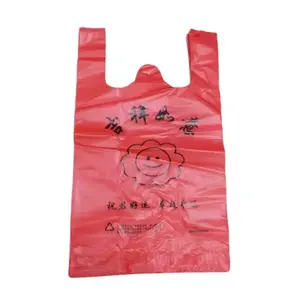 Wholesale price Customized Logos Print Biodegradable Packaging Plastic Shopping Bag With T-shirt Handle