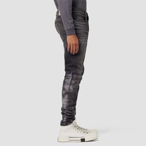 Pantalones vaqueros negros desgastados ajustados para hombre: rasgados vaqueros con corte ajustado con estilo, perfectos para ropa informal y trajes de estilo callejero - Product Image 2
