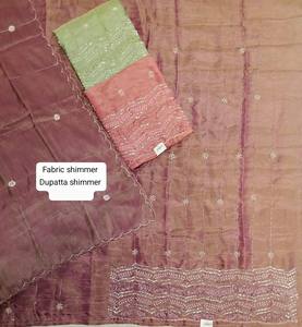 Designer moderne non cousu brodé à la main matériel miroitant Protection solaire taille libre indien traditionnel mode-avant costumes - Product Image 1