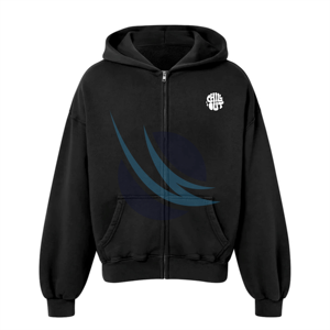 เสื้อฮู้ดดี้ผู้ชายสีดำแบบมีฮู้ด ระบายอากาศได้ดี คุณภาพสูง ทรงหลวม ไหล่ตก สั่งทำได้ตามต้องการ ขายส่งยอดนิยม - Product Image 1