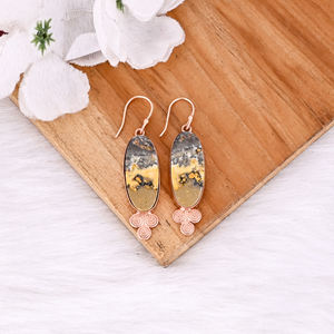 ต่างหูหินแจสเปอร์ลายผึ้งโบโฮแบบใหม่มาแรง ต่างหูห้อยประดับทองเหลืองชุบทองคำสีกุหลาบ สำหรับผู้หญิง เหมาะสำหรับเป็นของขวัญ - Product Image 2