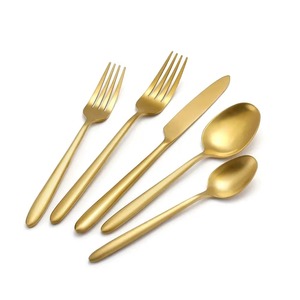 Juego de 4 cubiertos de acero inoxidable, manijas de Color dorado, acabado plateado, perfecto para mesa de comedor, utensilios de cocina, uso diario en la India - Product Image 2