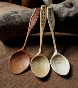 WITH WOODEN SPOON CARVING Custom Logo Natural Wood Cooking Utensil Acacia Wood Solid Spoon for Cooking - Product Image 3