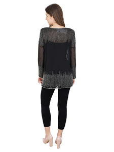 Veste perlée à la main à paillettes pour femme, robe de soirée, mariage, boîte de nuit, robe ouverte sur la plage, tenue de style maxi, meilleur festival - Product Image 6