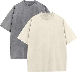 Camiseta clásica de gran tamaño con lavado ácido para hombre, ropa de moda Vintage holgada de calidad Premium, moda superior teñida lisa - Product Image 5