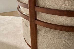 Fauteuil d'appoint moderne rembourré avec accoudoirs, structure en bois, pour salon, espace détente et terrasse d'hôtel - Product Image 6