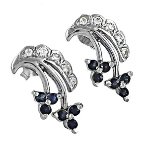 Boucles d'oreilles à clous tendance pour femmes, motif floral, argent, saphir, diamant, plaqué or, or rose, forme géométrique, pour fiançailles - Product Image 2