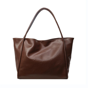 Sac fourre-tout en microfibre marron, couleur unie, style minimaliste, ouverture supérieure, sac à bandoulière pour femme, usage quotidien, toutes saisons - Product Image 1