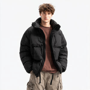 Chaqueta de Invierno Acolchada para Hombre, Estilo Urbano, Transpirable, Cortavientos, con Capucha y Logotipo Frontal - Product Image 1