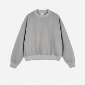 Sweat-shirts à manches longues en coton 100% à col rond surdimensionné, design et logo personnalisés, hauts à épaules dénudées pour unisexe - Product Image 3