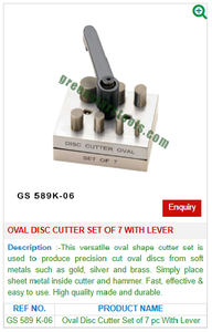 GREEN STARS SA Lot de 7 disques coupants ovales en acier avec levier GS 589K-06 Outils de bijouterie et de formage pour la bijouterie - Product Image 2