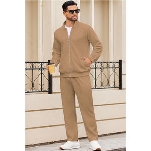Survêtement d'entraînement léger personnalisé pour hommes avec veste zippée et pantalon fuselé adapté à la course à pied en plein air et aux vêtements décontractés - Product Image 1