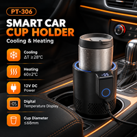 Porte-gobelet intelligent pour voiture PT-306, 12V, refroidissement et chauffage, gadget électronique avec affichage numérique de la température pour véhicule