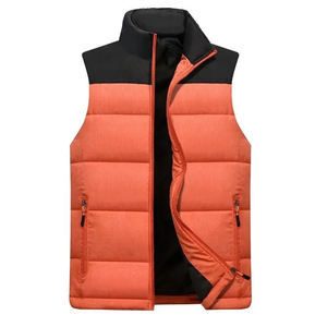 New Arrival Men's Sleeveless Leather Jacket Zipper Closure O-<b>Neck</b> Casual Body <b>Warmer</b> Customizable Canvas Plain Dyed Smart for - Product Image 1