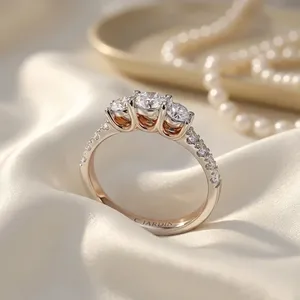 Anillo de Diamantes Cultivados en Laboratorio con Certificado IGI de Oro Rosa de 18K, Corte Brillante Redondo, Anillo de Boda para Mujer - Product Image 3