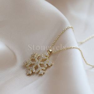 Joyería fina Colgantes y dijes de oro blanco Diseño de copo de nieve Diamante Zircon Moissanite Lab Grown/Piedras naturales Naturaleza estudiada - Product Image 2